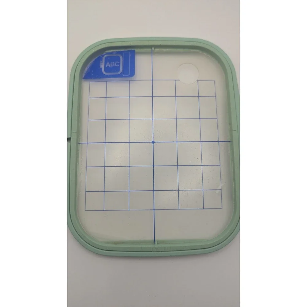 Mint Green Embroidery Machine Hoop with ABC Alignment‎ Grid Template Crafting